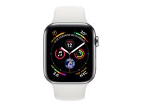 Apple Watch Series 4 (GPS + Cellular) - 40 mm - acier inoxydable - montre intelligente avec bande sport - fluoroélastomère - blanc - taille de bande 130-200 mm - 16 Go - Wi-Fi, Bluetooth - 4G - 30.1 g MTVJ2NF/A