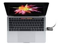 Compulocks MacBook Pro 13-15 TB Adaptateur Ledge avec câble antivol à combinaison argentée avec câble à combinaison argenté - Kit de sécurité - argent - pour Apple MacBook Pro Touch Bar with Four Thunderbolt 3 Ports (13.3 in, 15.4 in) MBPRLDGTB01CL