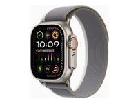 Apple Watch Ultra 2 - 49 mm - titane - montre intelligente avec Boucle Trail - tissage en nylon - vert/gris - taille du bracelet : S/M - 64 Go - Wi-Fi, LTE, UWB, Bluetooth - 4G - 61.4 g MRF33NF/A
