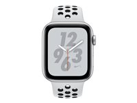 Apple Watch Nike+ Series 4 (GPS) - 44 mm - aluminium argenté - montre intelligente avec bracelet sport Nike - fluoroélastomère - platine pure/noir - taille de bande 140-210 mm - 16 Go - Wi-Fi, Bluetooth - 36.7 g MU6K2NF/A