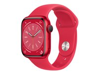 Apple Watch Series 8 (GPS) - (PRODUCT) RED - 41 mm - aluminium rouge - montre intelligente avec bande sport - fluoroélastomère - rouge - taille du bracelet : Normal - 32 Go - Wi-Fi, Bluetooth - 32 g MNP73NF/A