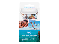 HP ZINK Sticky-Backed Photo Paper - Auto-adhésif - finition brillante - 50 x 76 mm - 290 g/m² - 20 feuille(s) papier photo - pour Sprocket 200, Photo W4Z13A