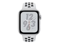 Apple Watch Nike+ Series 4 (GPS + Cellular) - 40 mm - aluminium argenté - montre intelligente avec bracelet sport Nike - fluoroélastomère - platine pure/noir - taille de bande 130-200 mm - 16 Go - Wi-Fi, Bluetooth - 4G - 30.1 g MTX62NF/A