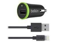 Belkin BOOST UP Car Charger+Cable - Adaptateur d'alimentation pour voiture - 12 Watt (USB) - noir - pour Apple iPad/iPhone/iPod (Lightning) F8J121BT04-BLK