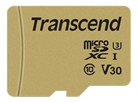 Transcend 500S - Carte mémoire flash (adaptateur microSDHC - SD inclus(e)) - 32 Go - Video Class V30 / UHS-I U3 / Class10 - micro SDHC TS32GUSD500S