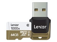 Lexar Professional - Carte mémoire flash - 64 Go - UHS Class 3 / Class10 - 1000x - microSDXC UHS-II LSDMI64GCBNL1000R