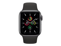 Apple Watch SE (GPS + Cellular) - 40 mm - espace gris en aluminium - montre intelligente avec bande sport - fluoroélastomère - noir - taille du bracelet : S/M/L - 32 Go - Wi-Fi, Bluetooth - 4G - 30.68 g MYEK2NF/A