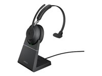 Jabra Evolve2 65 MS Mono - Micro-casque - sur-oreille - convertible - Bluetooth - sans fil - USB-C - isolation acoustique - noir - avec support de chargement - Certifié pour Microsoft Teams 26599-899-889
