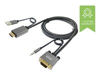 VISION Professional Premium Braided - - câble vidéo/audio - HDMI, USB (alimentation uniquement) mâle pour HD-15 (VGA), jack mini mâle - 2 m - braided - actif, support 1080p TC 2MHDMIVGA/HQ