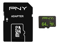 PNY High Performance - Carte mémoire flash (adaptateur microSDXC vers SD inclus(e)) - 64 Go - UHS-I U1 / Class10 - microSDXC UHS-I SDU64GHIGPER-1-EF