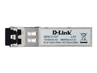 D-Link DEM 311GT - Module transmetteur SFP (mini-GBIC) - 1GbE - 1000Base-SX - LC multi-mode - jusqu'à 550 m - 850 nm DEM-311GT/10