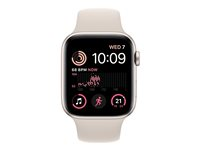 Apple Watch SE (GPS + Cellular) - 2e génération - 44 mm - aluminium droit - montre intelligente avec bande sport - fluoroélastomère - droit - taille du bracelet : Normal - 32 Go - Wi-Fi, LTE, Bluetooth - 4G - 32.9 g MNPT3NF/A