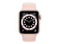 Apple Watch Series 6 (GPS + Cellular) - 40 mm - or-aluminium - montre intelligente avec bande sport - fluoroélastomère - sable rose - taille du bracelet : S/M/L - 32 Go - Wi-Fi, Bluetooth - 4G - 30.5 g M06N3NF/A