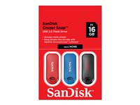 SanDisk Cruzer Snap - Clé USB - 16 Go - USB 2.0 (pack de 3) SDCZ62-016G-G46T
