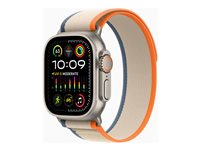 Apple Watch Ultra 2 - 49 mm - titane - montre intelligente avec Boucle Trail - tissage en nylon - orange/beige - taille du bracelet : S/M - 64 Go - Wi-Fi, LTE, UWB, Bluetooth - 4G - 61.4 g MRF13NF/A
