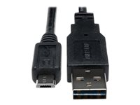 Eaton Tripp Lite Series Universal Reversible USB 2.0 Cable (Reversible A to 5Pin Micro B M/M), 6-in. (15.24 cm) - Câble USB - Micro-USB de type B (M) pour USB (M) - USB 2.0 - 15.24 cm - noir UR050-06N