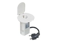 C2G Power Desk Grommet - Adaptateur pour prise d'alimentation - bipolaire (F) pour alimentation (M) - 2 m - blanc - France 80847