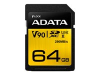 ADATA Premier ONE - Carte mémoire flash - 64 Go - UHS-II U3 / Class10 - SDXC UHS-II ASDX64GUII3CL10-C