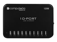 Compulocks Hub de charge USB 10 ports avec prise UE - Adaptateur secteur - 120 Watt - 2.4 A - 10 connecteurs de sortie (USB) - noir OR-10PORTUSBHUB-EU