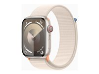 Apple Watch Series 9 (GPS + Cellular) - 45 mm - aluminium droit - montre intelligente avec boucle sport - deux couches de matières textiles tissées - droit - 64 Go - Wi-Fi, LTE, UWB, Bluetooth - 4G - 39 g MRMA3QF/A