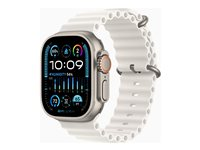 Apple Watch Ultra 2 - 49 mm - titane - montre intelligente avec Bracelet Océan - fluoroélastomère - blanc - taille du poignet : 130-200 mm - 64 Go - Wi-Fi, LTE, UWB, Bluetooth - 4G - 61.4 g MREJ3NF/A