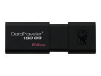 Kingston DataTraveler 100 G3 - Clé USB - 64 Go - USB 3.0 - noir DT100G3/64GB