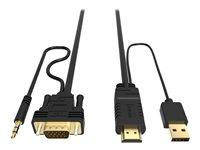 VISION Techconnect - Câble vidéo/audio - HDMI, USB (alimentation uniquement) mâle pour HD-15 (VGA), mini-phone stereo 3.5 mm mâle - 2 m - noir - alimentation USB TC 2MHDMIVGA/BL