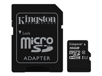 Kingston Canvas Select - Carte mémoire flash (adaptateur microSDXC vers SD inclus(e)) - 16 Go - UHS-I U1 / Class10 - microSDHC UHS-I SDCS/16GB
