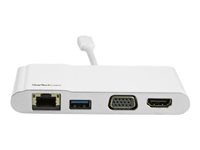 StarTech.com Adaptateur multiport USB-C - USB C vers HDMI 4K / VGA / GbE / USB A - Hub USB Type-C - USB 3.0 - Argent et blanc (DKT30CHVW) - Adaptateur vidéo externe - USB-C - HDMI, RJ-45, VGA - blanc, argent DKT30CHVW