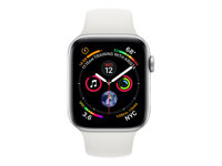 Apple Watch Series 4 (GPS) - 40 mm - aluminium argenté - montre intelligente avec bande sport - fluoroélastomère - blanc - taille de bande 130-200 mm - 16 Go - Wi-Fi, Bluetooth - 30.1 g MU642NF/A