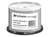 Verbatim - 50 x DVD-R - 4.7 Go 16x - argent brillant - surface imprimable par transfert thermique - spindle 43647
