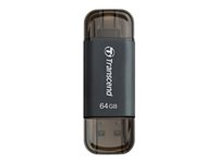 Transcend JetDrive Go 300 - Clé USB - 64 Go - USB 3.0 / Lightning - noir TS64GJDG300K