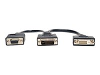 Tripp Lite 6in DVI Digital Y Splitter Cable DVI-I M to DVI-D F and HD15 F 6" - Adaptateur DVI - liaison double - DVI-I (M) pour HD-15 (VGA), DVI-D - 15 cm - noir P564-06N-DV