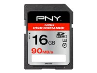PNY High Performance - Carte mémoire flash - 16 Go - UHS Class 3 / Class10 - SDHC UHS-I SD16GHIGPER90-EF