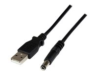 StarTech.com Câble d'alimentation USB vers prise CC de 2 m - Cordon USB vers connecteur Type N 5,5 mm 5V - Câble d'alimentation - USB (alimentation uniquement) (M) pour DC jack de 5,5 x 2,5 mm (M) - 2 m - moulé - noir USB2TYPEN2M