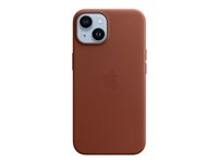 Apple - Coque de protection pour téléphone portable - compatibilité avec MagSafe - cuir - terre d'ombre - pour iPhone 14 MPP73ZM/A