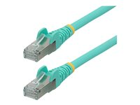 StarTech.com 7m CAT6a Ethernet Cable - Aqua - Low Smoke Zero Halogen (LSZH) - 10GbE 500MHz 100W PoE++ Snagless RJ-45 w/Strain Reliefs S/FTP Network Patch Cord - Cordon de raccordement - RJ-45 (M) pour RJ-45 (M) - 7 m - S/FTP - CAT 6a - IEEE 802.3bt - sans halogène, moulé, sans crochet, bloqué - turquoise NLAQ-7M-CAT6A-PATCH