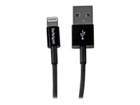 StarTech.com Câble Apple Lightning mince vers USB pour iPhone, iPod, iPad de 1m - Cordon de charge / synchronisation Mâle / Mâle - Noir - Câble Lightning - Lightning (M) pour USB (M) - 1 m - blindé - noir - pour P/N: ST1030USBM USBLT1MBS