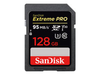 SanDisk Extreme Pro - Carte mémoire flash - 128 Go - Video Class V30 / UHS Class 3 / Class10 - SDXC UHS-I SDSDXXG-128G-GN4IN