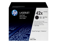 HP 42X - Pack de 2 - à rendement élevé - noir - original - LaserJet - cartouche de toner (Q5942XD) - pour LaserJet 4200, 4250, 4350 Q5942XD