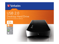 Verbatim External Hard Drive - Disque dur - 1.5 To - externe (de bureau) - 3.5" - USB 2.0 - Noir acier 47513
