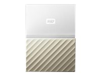 WD My Passport Ultra WDBTLG0010BGD - Disque dur - chiffré - 1 To - externe (portable) - USB 3.0 - AES 256 bits - or blanc WDBTLG0010BGD-WESN