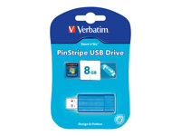 Verbatim PinStripe USB Drive - Clé USB - 8 Go - USB 2.0 - bleu des Caraïbes 47398