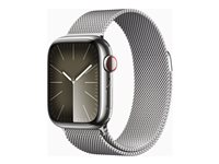 Apple Watch Series 9 (GPS + Cellular) - 41 mm - acier inoxydable argent - montre intelligente avec boucle milanaise - 64 Go - Wi-Fi, LTE, UWB, Bluetooth - 4G - 42.3 g MRJ43QF/A