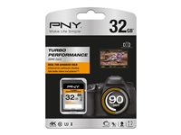 PNY Turbo Performance - Carte mémoire flash - 32 Go - UHS Class 3 / Class10 - SDHC UHS-I SD32GTURPER90-EF