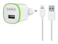 Belkin Home Charger with Charge-Sync Cable - Adaptateur secteur - 5 Watt - pour Apple iPhone 5, 5c, 5s, 6, 6 Plus; iPod nano (7G); iPod touch (5G) F8J025VF04-WHT