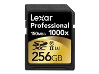 Lexar Professional - Carte mémoire flash - 256 Go - UHS Class 3 / Class10 - 1000x - SDXC UHS-II LSD256CRBNA1000