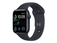 Apple Watch SE (GPS) - 2e génération - 44 mm - aluminium minuit - montre intelligente avec bande sport - fluoroélastomère - minuit - taille du bracelet : Normal - 32 Go - Wi-Fi, Bluetooth - 32.9 g MNK03NF/A