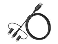 OtterBox Standard - Câble USB - USB (M) pour Micro-USB de type B, Lightning, 24 pin USB-C (M) - USB 2.0 - 3 A - 1 m - noir 78-52685