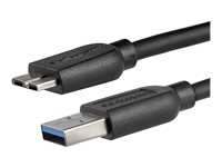 StarTech.com Câble SuperSpeed USB 3.0 slim A vers Micro B de 2 m - Cordon USB A vers Micro B - Mâle / Mâle - Noir - Câble USB - Micro-USB de type B (M) pour USB type A (M) - USB 3.0 - 2 m - moulé - noir - pour P/N: BNDTBUSB3142, HBS304A24A, PEXUS313AC2V, PEXUSB311A1E, PEXUSB314A2V2, S251BMU3FP USB3AUB2MS